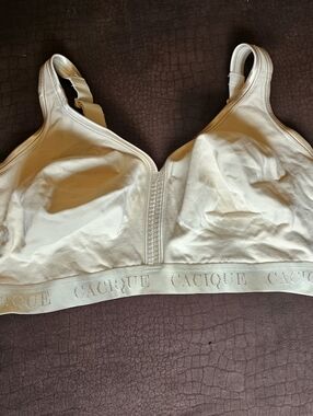Cacique Bra 44F Unlined Full Coverage Cotton No Wire No padding Nude Pre Owned
